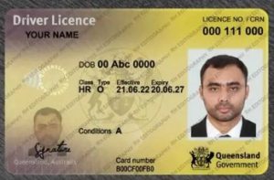 Example driver licence, front